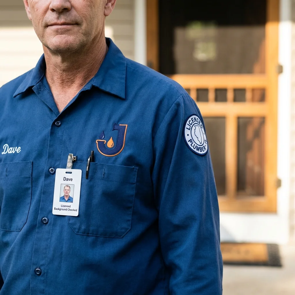 Licensed plumber showing ID badge in Shapleigh, ME