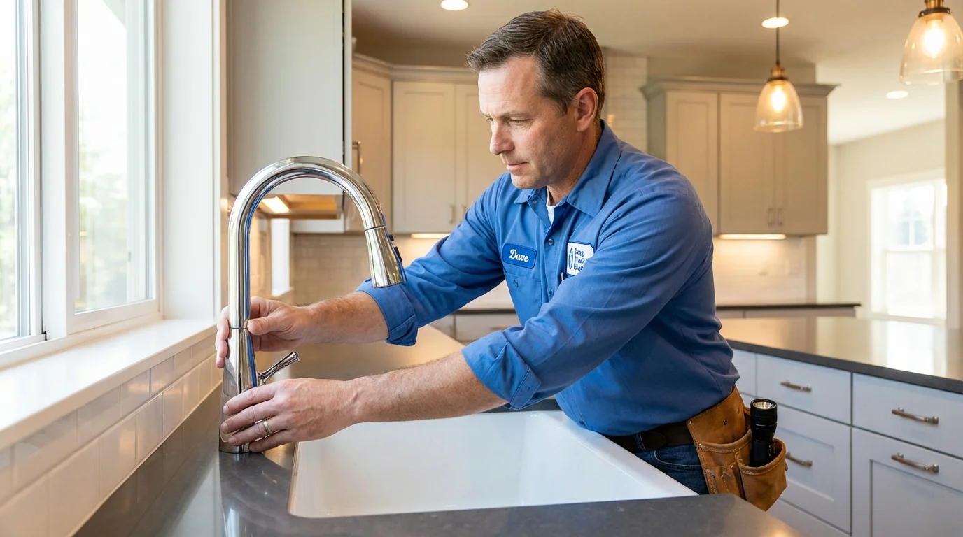 Kitchen faucet installation by Johns Plumbing LLC in Shapleigh