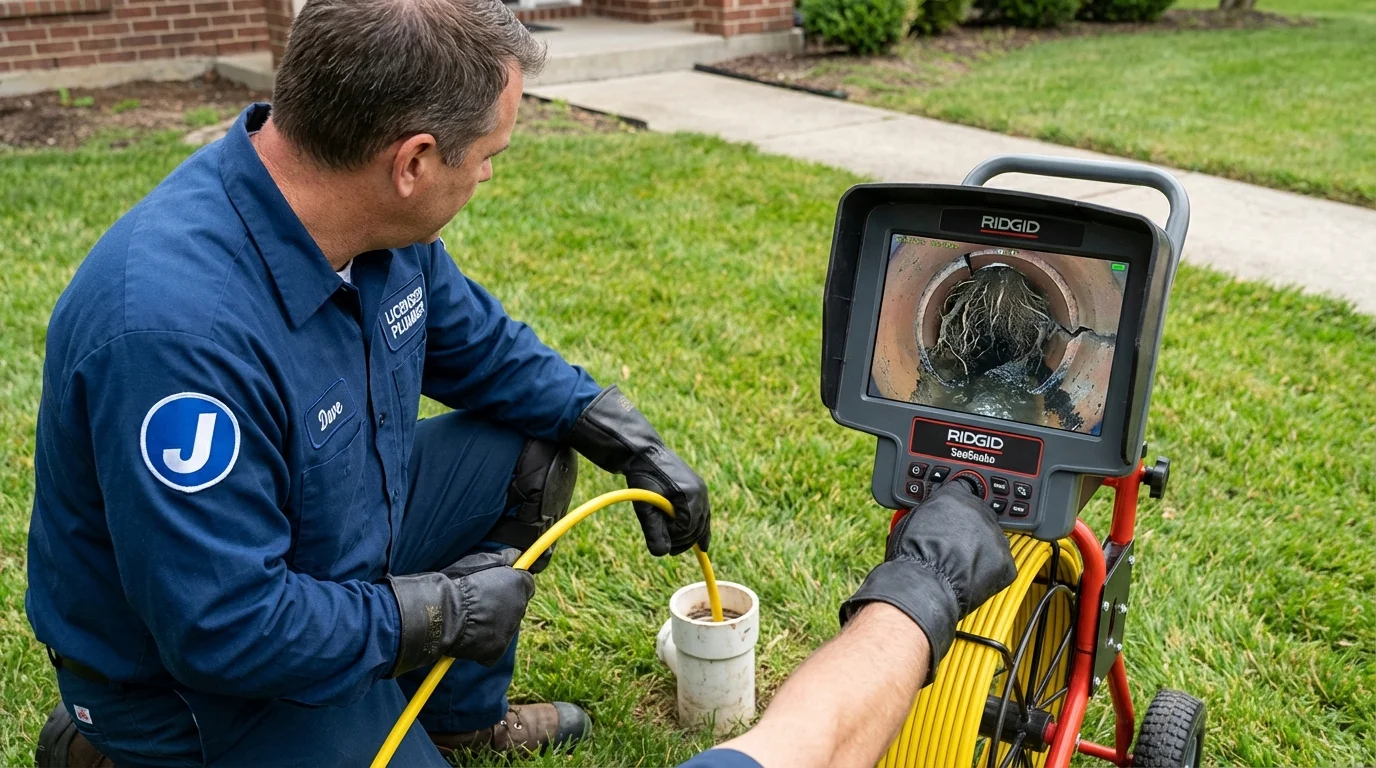 Sewer camera inspection being performed by Johns Plumbing LLC in Shapleigh